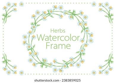 Frame with watercolor herbs. Vector illustration.