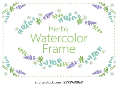 Frame with watercolor herbs. Vector illustration.