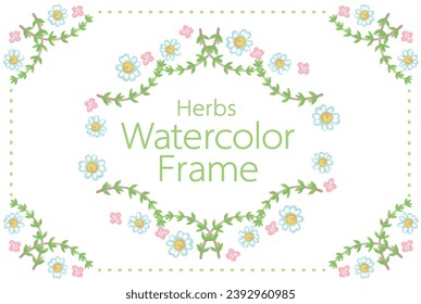 Frame with watercolor herbs. Vector illustration.