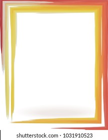frame from watercolor stains in vectorial rectangular yellow and red on white background with free center