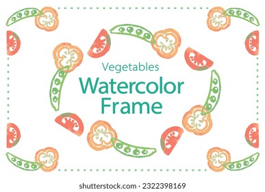 Frame with watercolor vegetables. Design template. Vector illustration.