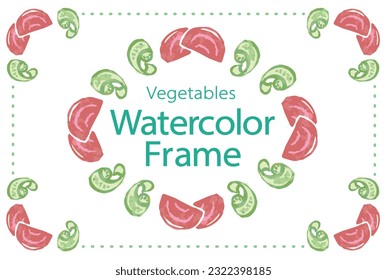 Frame with watercolor vegetables. Design template. Vector illustration.