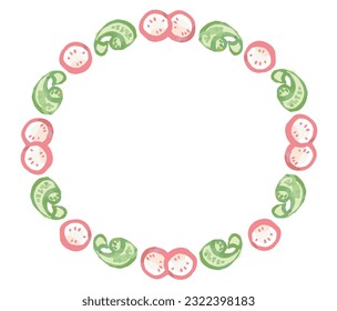 Frame with watercolor vegetables. Vector illustration.