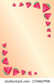 Frame of watermelon slices on a gradient background