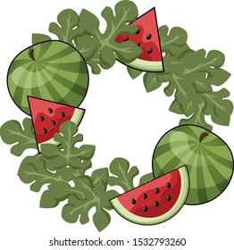 Frame with watermelons and leaves  for your design or logo