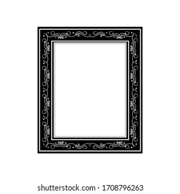 Frame with wavy line. Fashion decorative graphic design. Modern decoration to stylish frame. Monochrome template for prints, vignette, photograph,banner , blank. Design element. Vector illustration