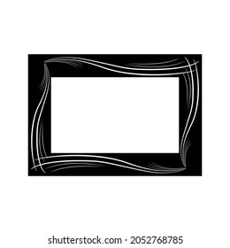 Frame with wavy line. Fashion graphic photograph design. Modern stylish texture. Monochrome abstract template for prints, blank, banner, photo, border, etc. Design element. Vector illustration