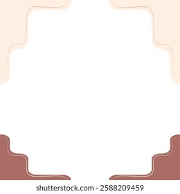 Frame with wavy lines. Border for invitation. Minimalistic, simple flat decoration. Vector illustration. Isolated, empty, transparent background.