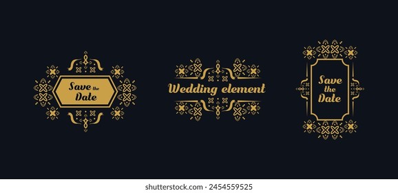 Frame wedding collection with vintage luxury ornament illustration