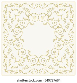 Frame for wedding invitation card template with floral ornaments. Vector illustration