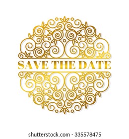 Frame for wedding invitations in a linear style.  Wedding invitation design template  with copy space for text.Vector illustration.