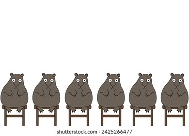 Frame Weird Groundhog on chair isolated on white background with copy space Groundhog Day design in trendy minimalism style. Vector illustration can used web and social media banner. EPS 10 Editable