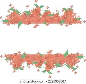 Frame where small flowers of fragrant olive scatter | Letters can be entered