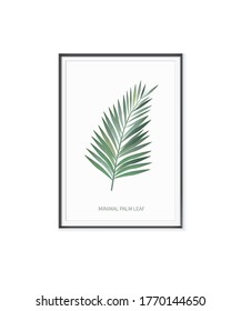 Frame with white background palm leaf picture. tropical leaves fram vector design.