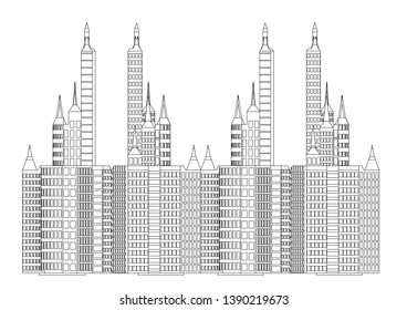 Frame of white buildings in the white background