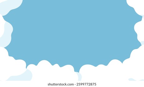 Frame of white clouds with blue backgound