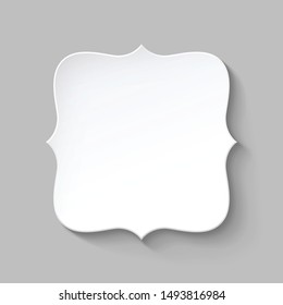 Frame with white corners for inserting text or images for various tasks such as name cards, positions, cover pages, etc. Gray background - vector