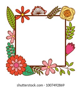 frame from wild flowers greeting card template design