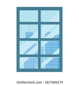 frame window city view isolated design white background vector illustration