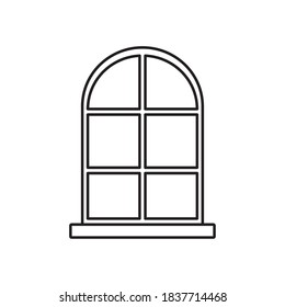 frame window exterior facade isolated white background vector illustration linear