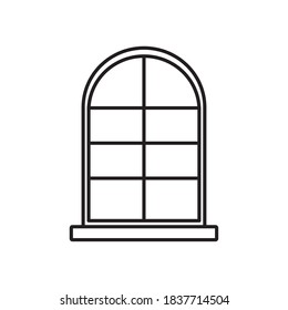 fachada exterior de ventana de marco aislado de fondo blanco ilustración de vector lineal