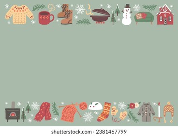 frame of winter items  illustration