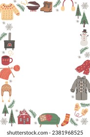 frame of winter items  illustration