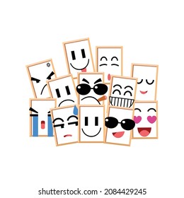 Frame wood cute emoticon set 