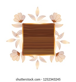 frame in wooden with branches and leafs