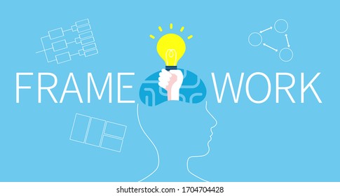 frame work image. vector illustration, blue background