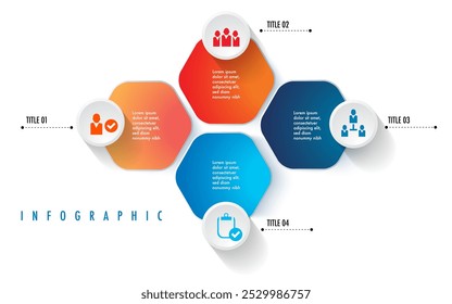 trabalho de quadro Modelo infográfico para negócios 4 Etapas processos para o conceito de negócios