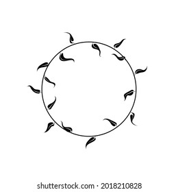 Frame. Wreath frame. Cute doodle floral wreath frame. Circle frame