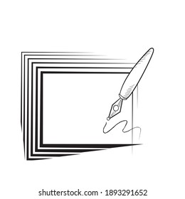 frame for writing text. blank copy space. Pen, pencil, pen writes words, condratulations, announcements. valentines day card. vector illustration.