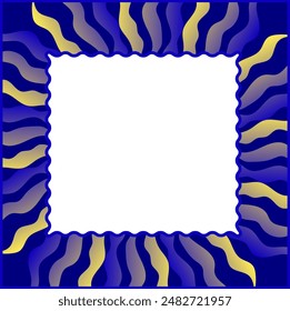 Frame with yellow and blue pattern of wavy lines