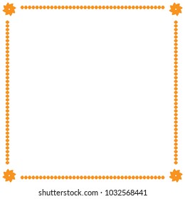 Frame yellow. Border from ovals and flowers. Decoration banner rim. Color framework isolated on white background. Decoration concept. Modern art scoreboard. Stock vector illustration