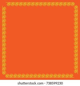 Frame yellow. Colorful framework isolated on orange background. Decoration concept. Modern art scoreboard. Border from waves. Decoration banner rim. Stock vector illustration