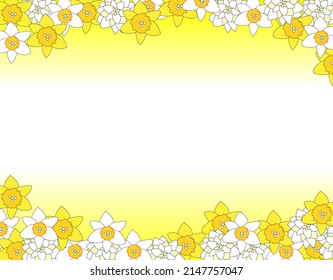 A frame of yellow daffodil flowers with copy space	