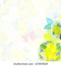 The frame of yellow flower objects