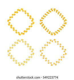 frame from the yellow leaves of different types.