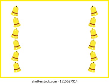 Frame with yellow ringing hand bell. Vector illustration