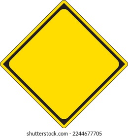 Frame of a yellow square warning sign used on the road