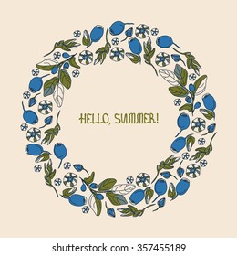 Frame for your design with blueberries. Hello, summer!