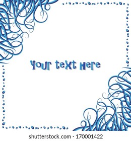 A frame for your text, with borders and corners, designed as a curly hair or seaweed, great as a postcard, invitation, thank you card, notebook cover, etc