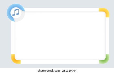 Frame for your text with colored corners and music symbol