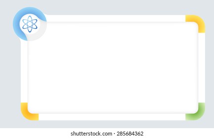 Frame for your text with colored corners and the symbol of science