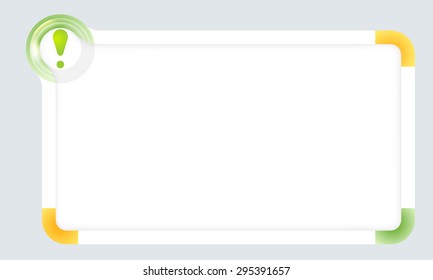 Frame for your text with colored corners and exclamation mark