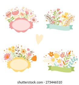  Frame for your text with floral background .Vector illustration.
