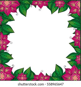 Frame for your text with floral background. Greeting card, invitation, banner. Vector illustration.
