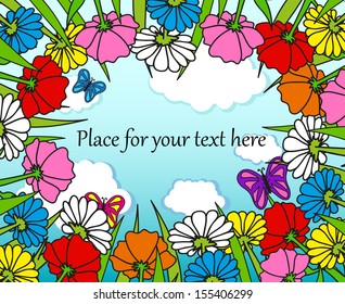 Frame for your text - flowers and butterflies 