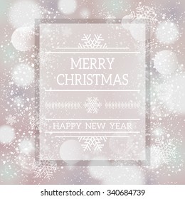 Frame for your text on the background with light effect.  Christmas card. Vector illustration.